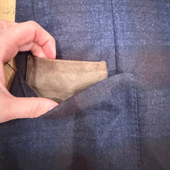 Luciano Barbera Men's Blue Plaid Blazer Made in Italy 46R 100% Wool Soft - Picture 10 of 16